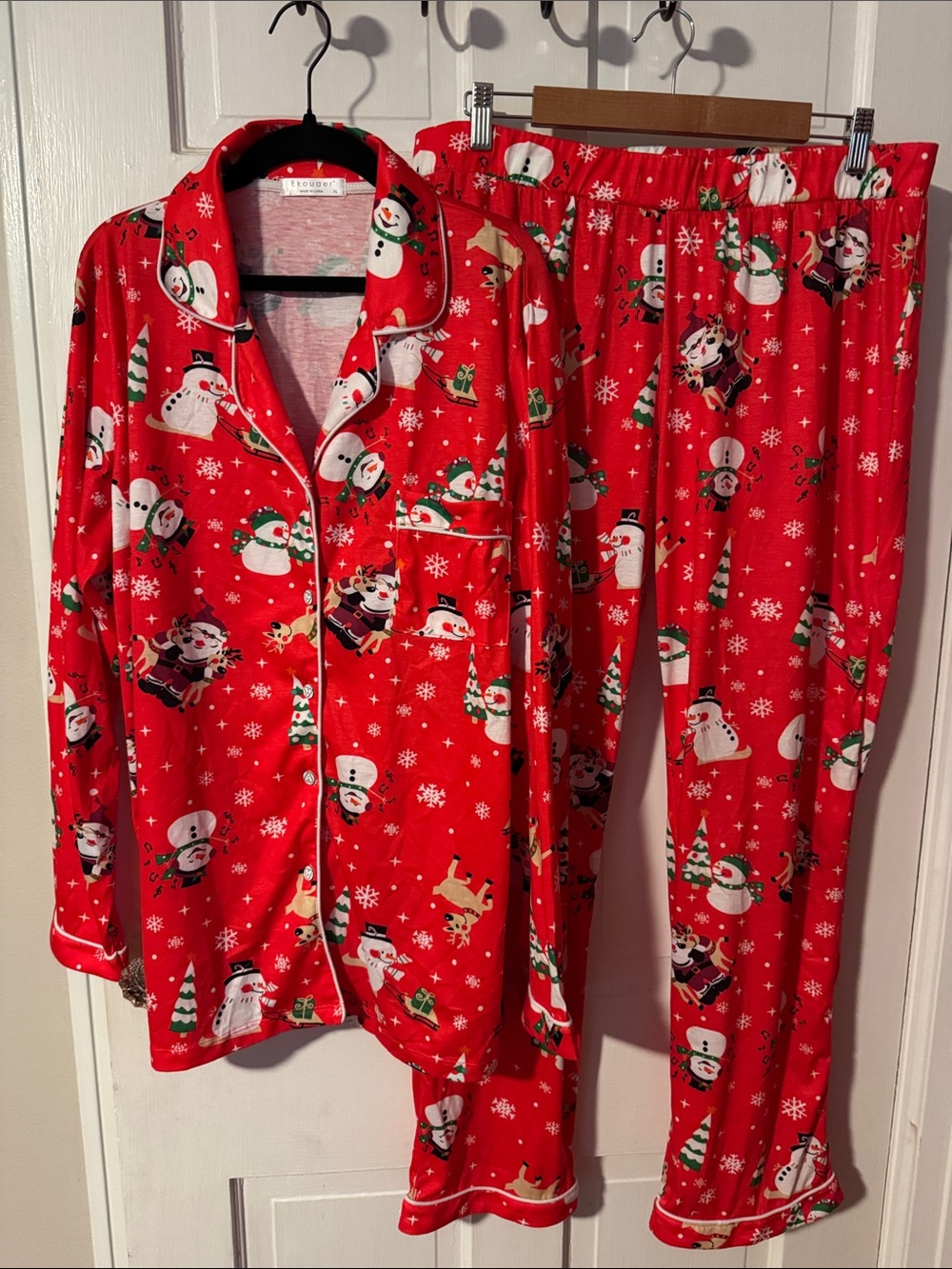 EKOUAER Christmas Pajama Set Holiday Button Down Size XL Women's